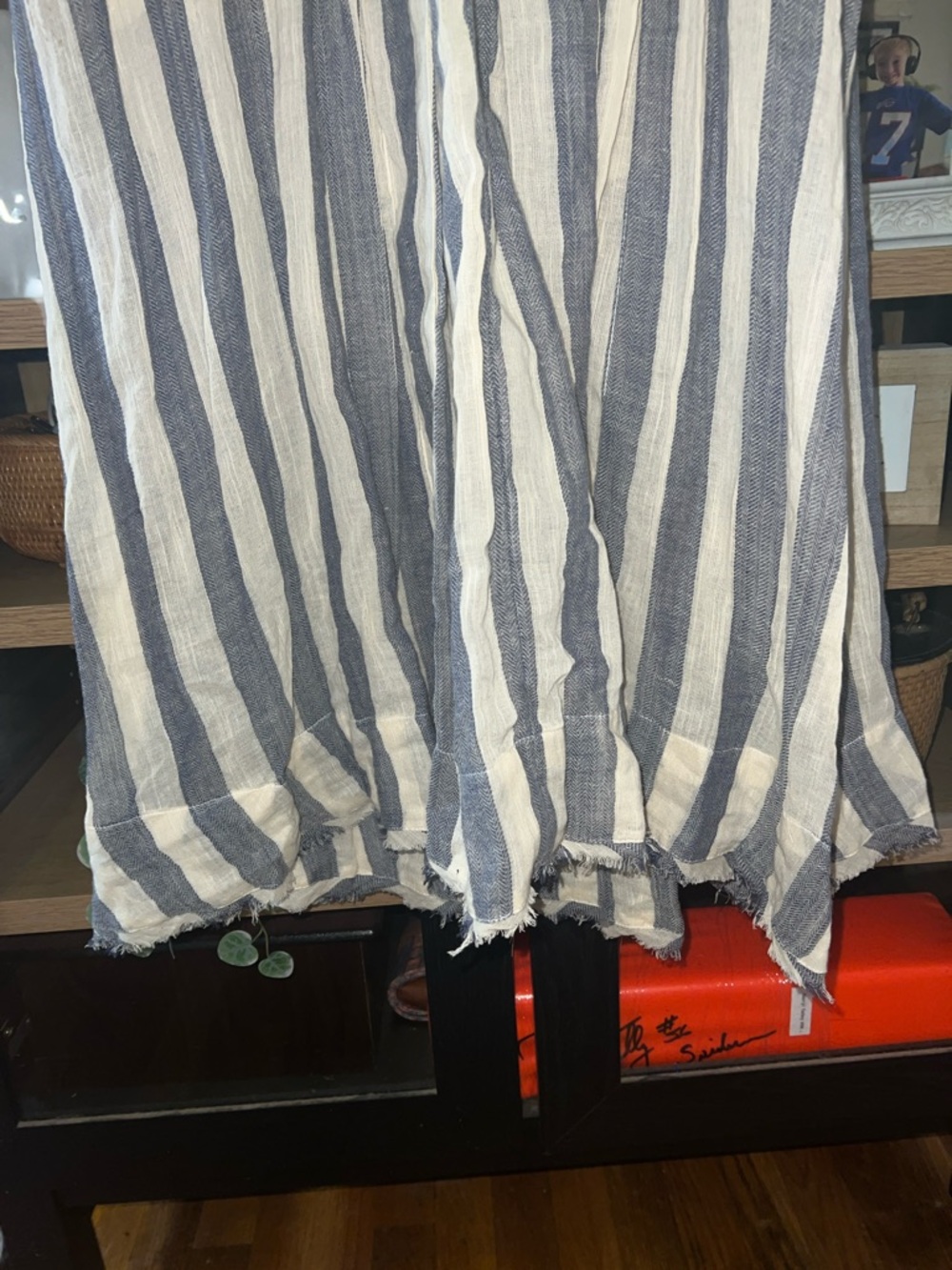 Super Cute And Comfy! Striped Strapless Maxi Dress in Ivory and Charcoal. - Picture 4 of 13